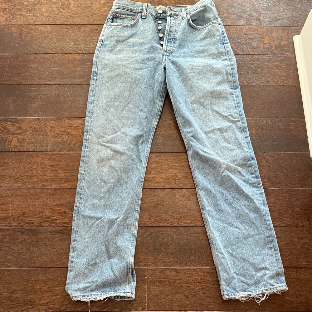 Agolde Light Kelly Blue Straight Leg Jeans